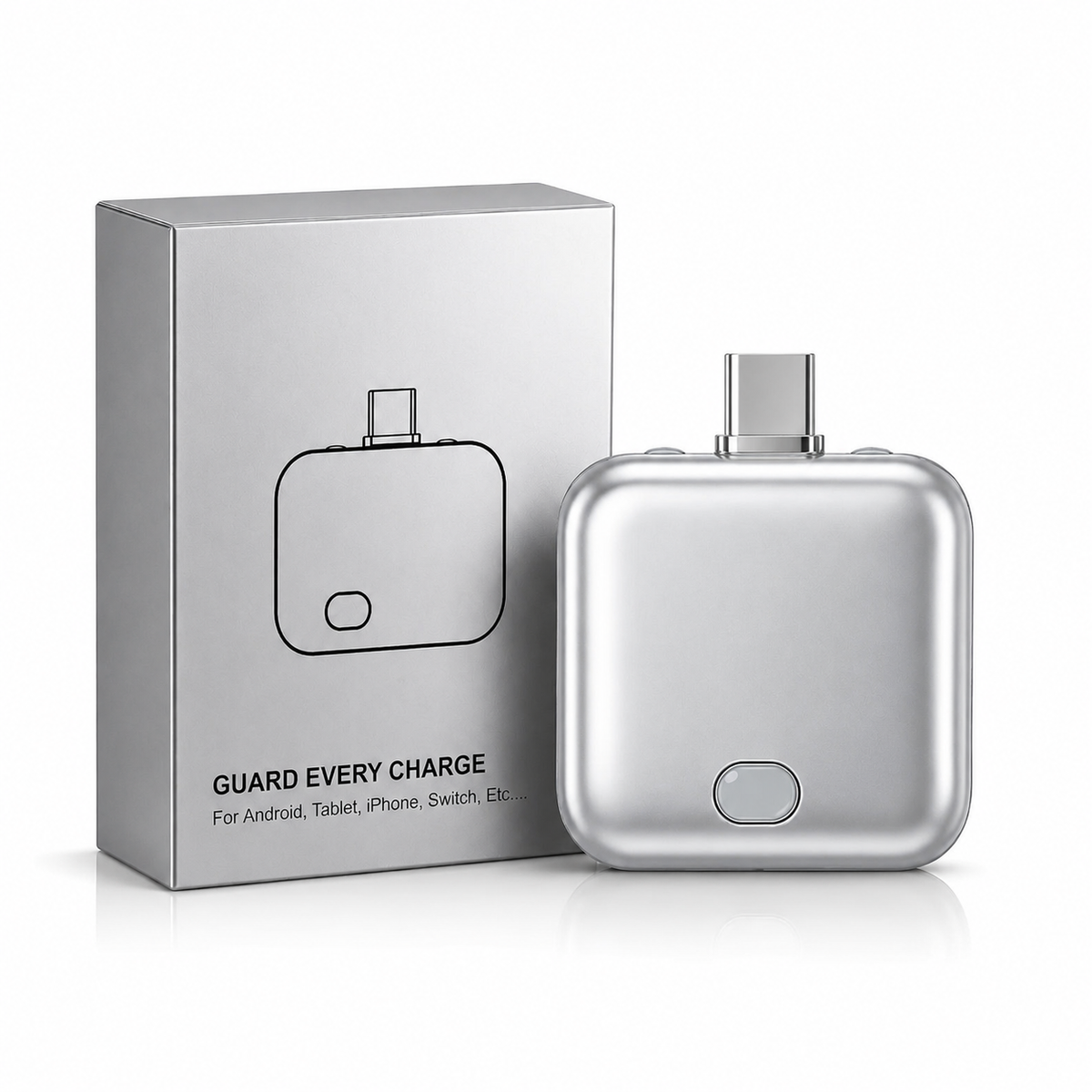 AutoStopCharge™ Smart USB-C Charging Adapter – Silver