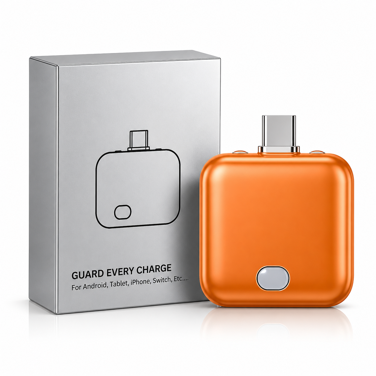 AutoStopCharge™ Smart USB-C Charging Adapter – Orange